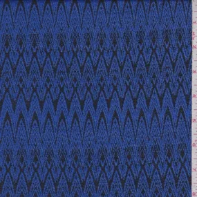 1 YD PC-Electric Blue/Black Art Deco Jacquard Double Knit Fabric