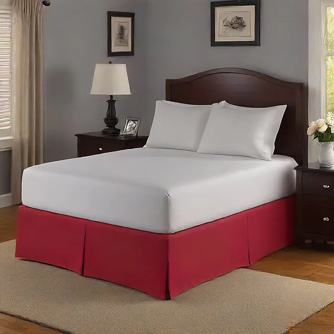 14 Inch Drop Bed Skirt Red Egyptian Cotton 1000TC