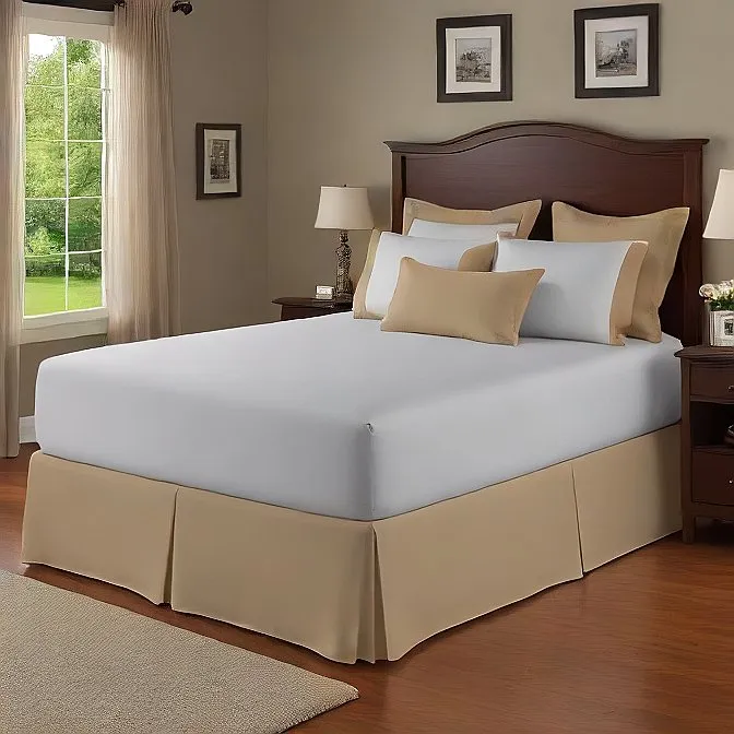 14 Inches Drop Bed Skirt Solid Sand Egyptian Cotton 1000TC