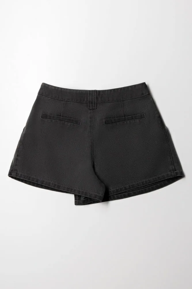 A-Line Denim Skort Black