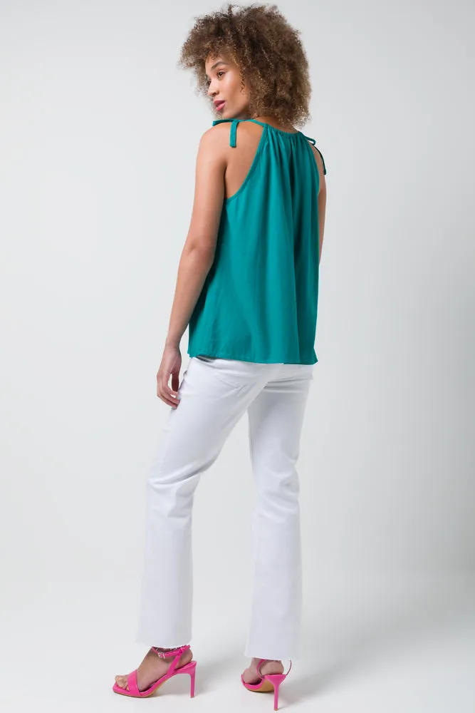 A-Line Strappy Linen Jade