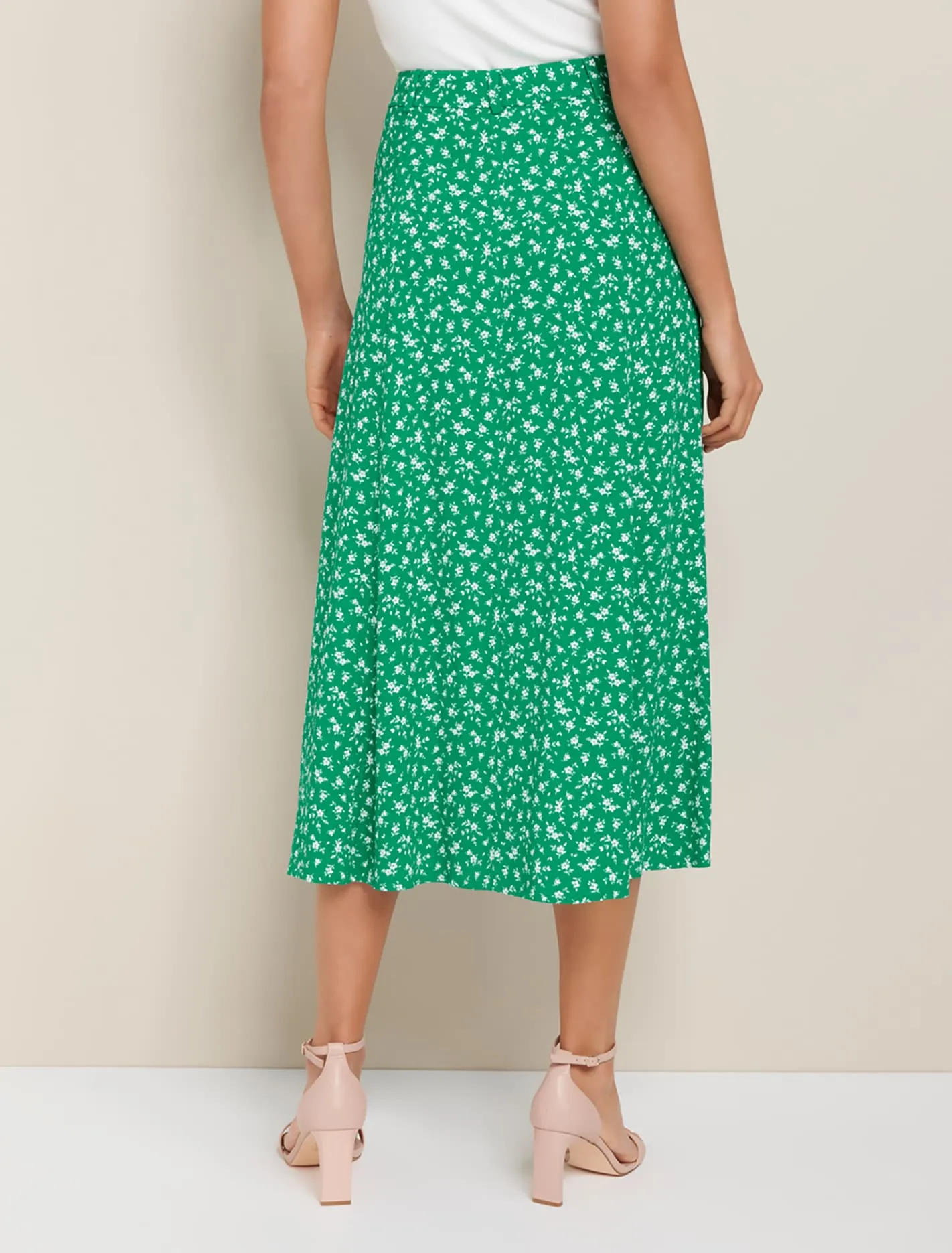 Alyssa Button Front Midi Skirt