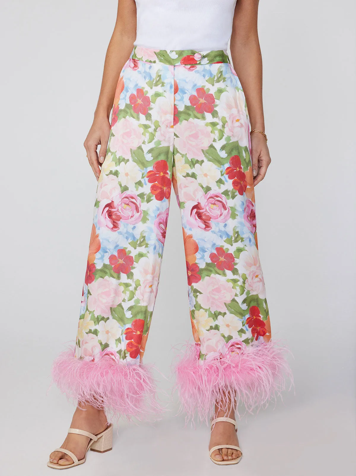 Apollo Painted Floral Feather Trousers