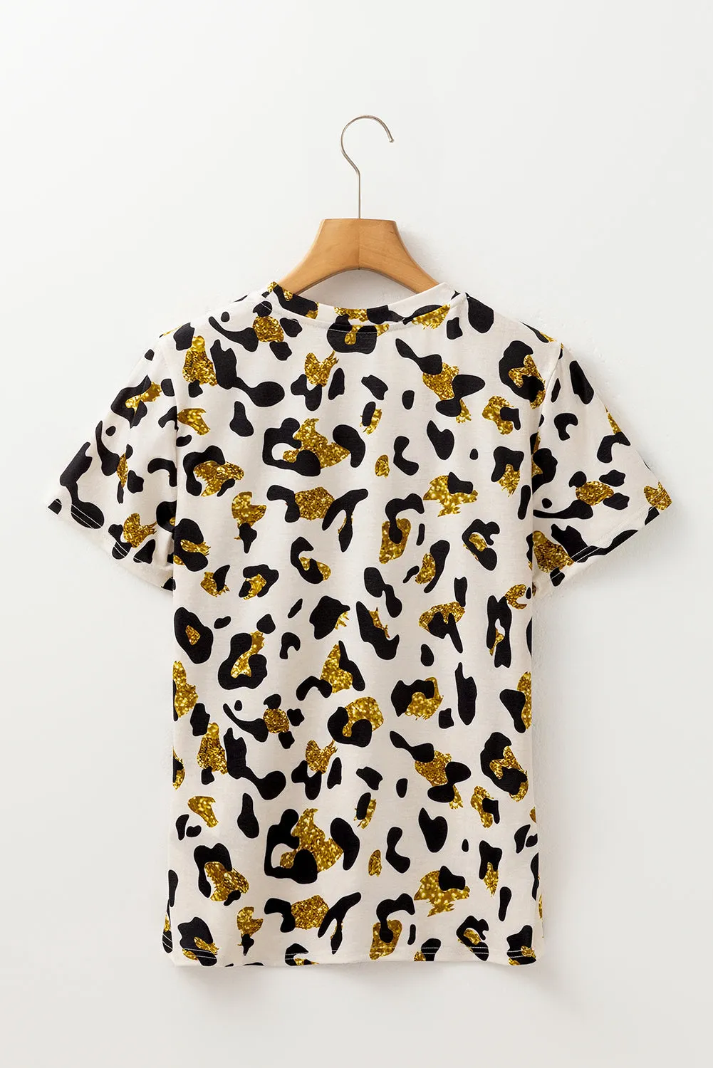 Apricot Leopard Print Round Neck Casual T Shirt