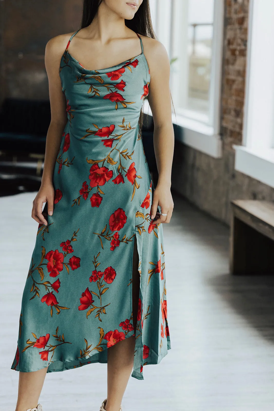 Astr Gaia Floral Midi Dress Lux Collection