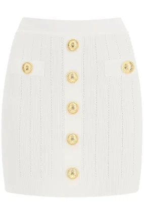 Balmain knit mini skirt with embossed buttons