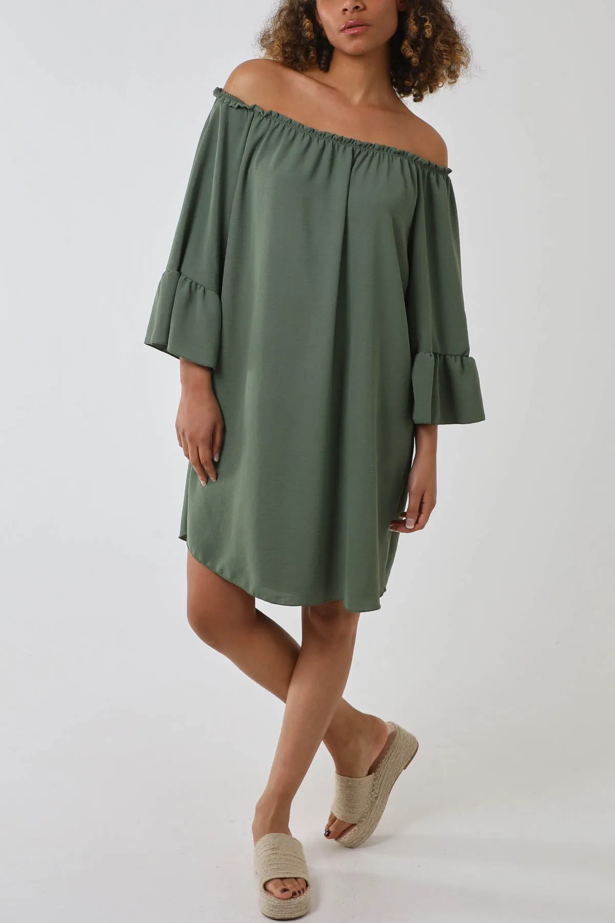 Bardot Frill Sleeve Mini Dress