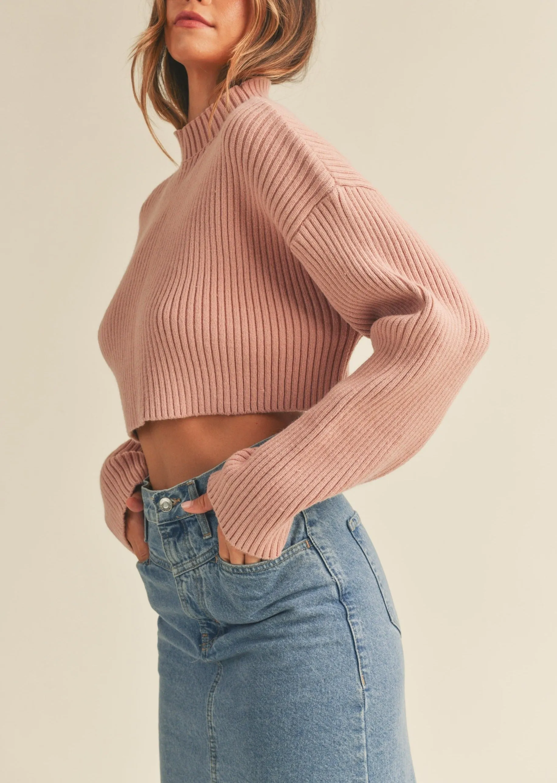 Basic Ribbed Crop Sweater