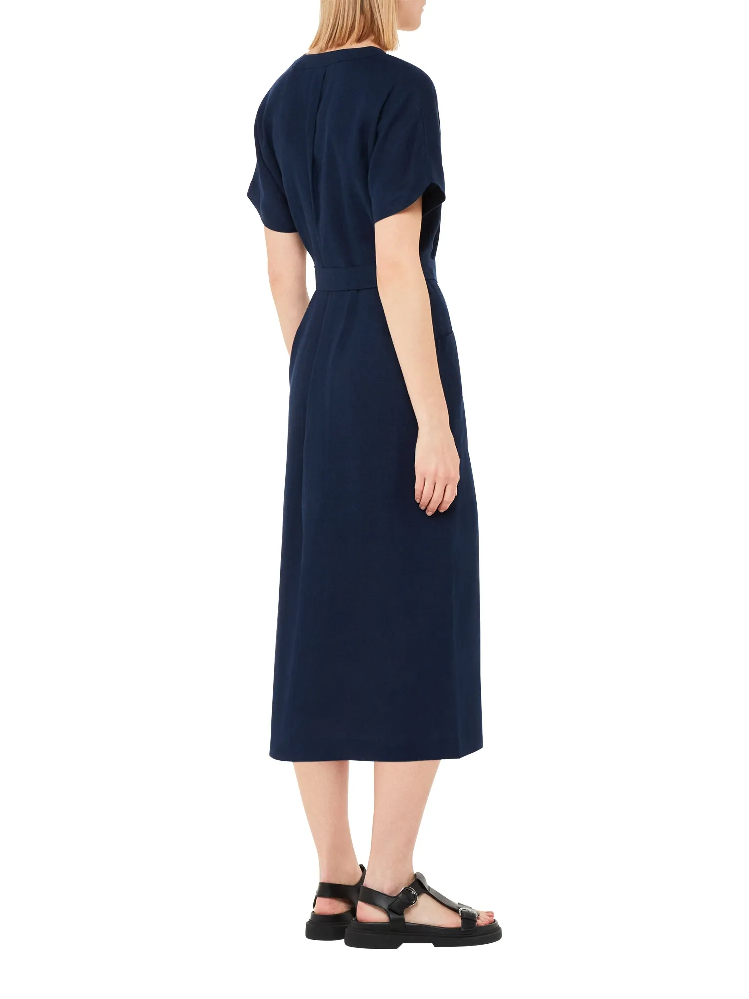 Belted Midi Linen Dress