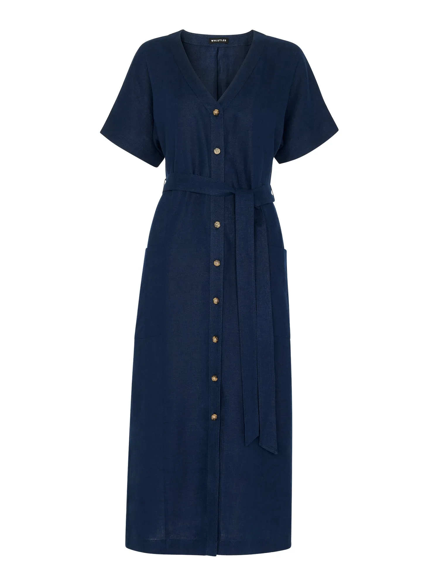 Belted Midi Linen Dress