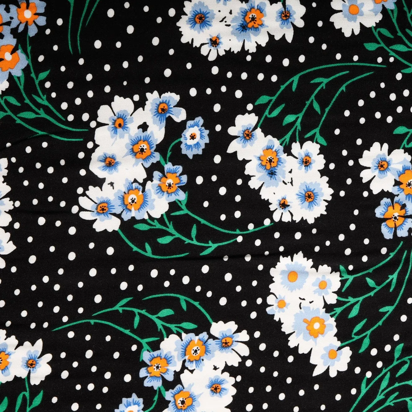 Black Floral Print Rayon Fabric ,54 inches