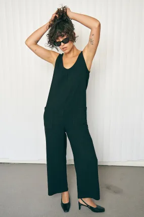 Black Linen Pockets Jumpsuit