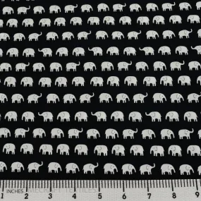 Black Mini Elephant Animal Cotton Print