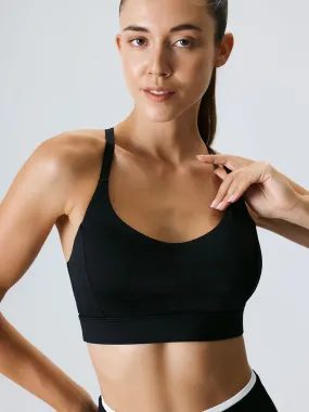 Black X Cross Sports Bra--Medium Support