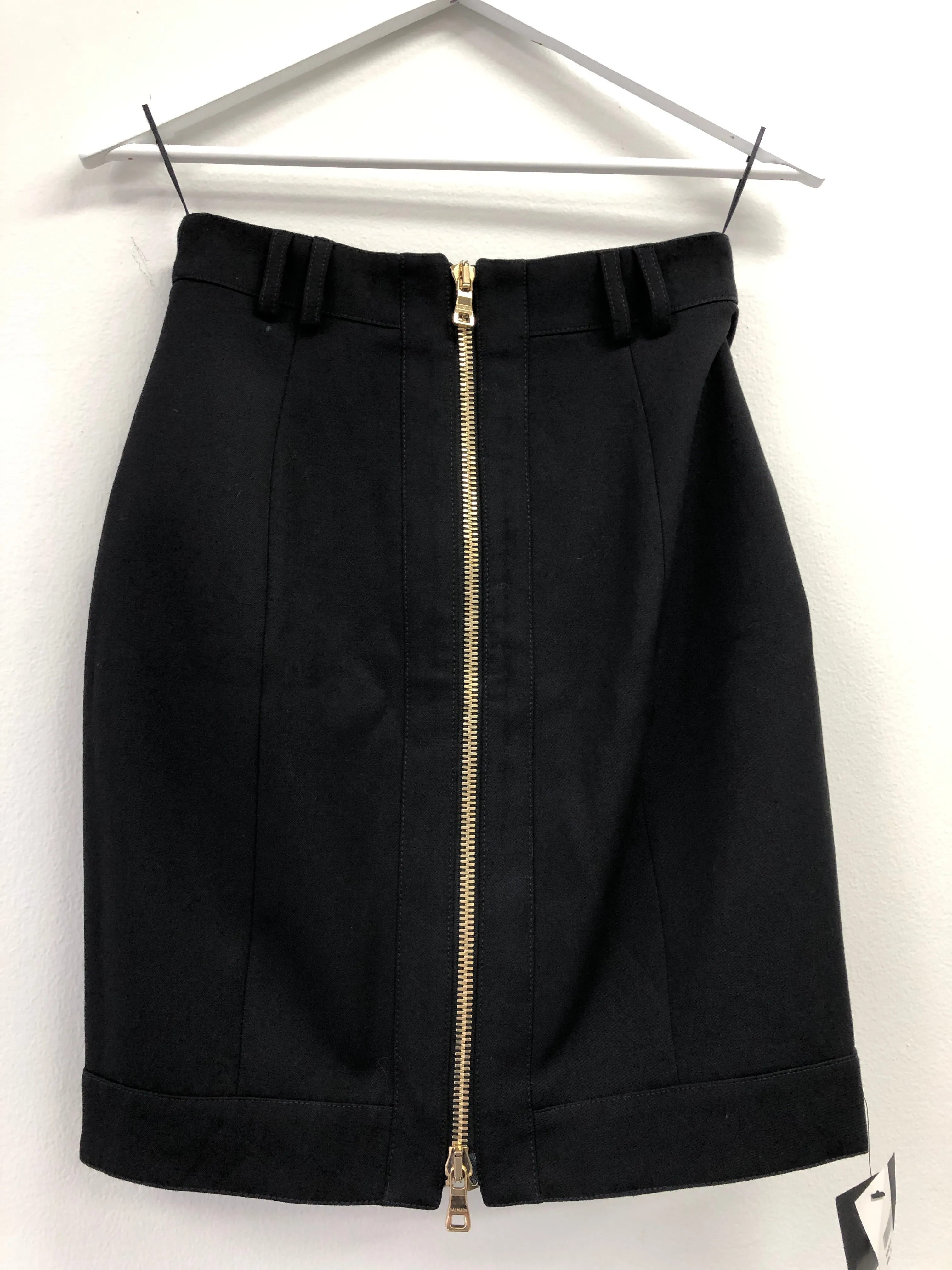 Buttoned Wool Pencil Skirt - Black