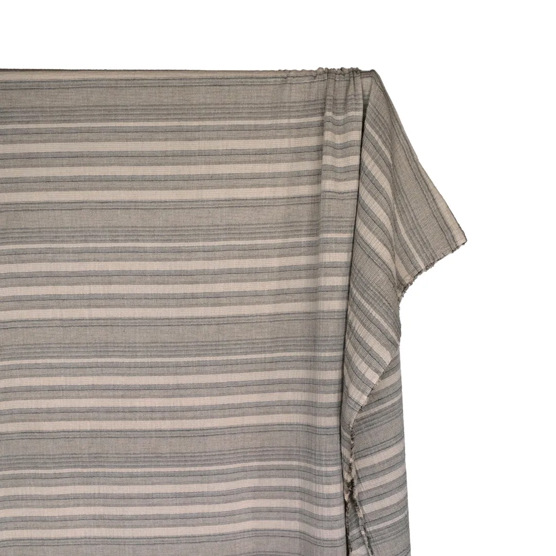 Cabana Stripe Organic Cotton Double Gauze - Pebble/Ink