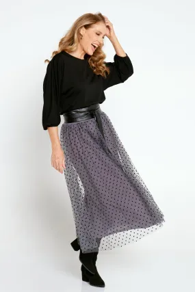 Carrie Tulle Skirt - Steel/Micro Spot