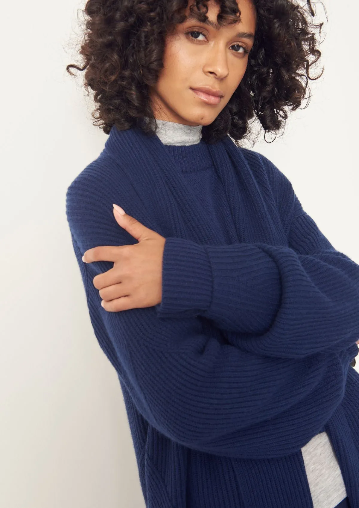 Cashmere Tie Back Sweater in Sky Blue