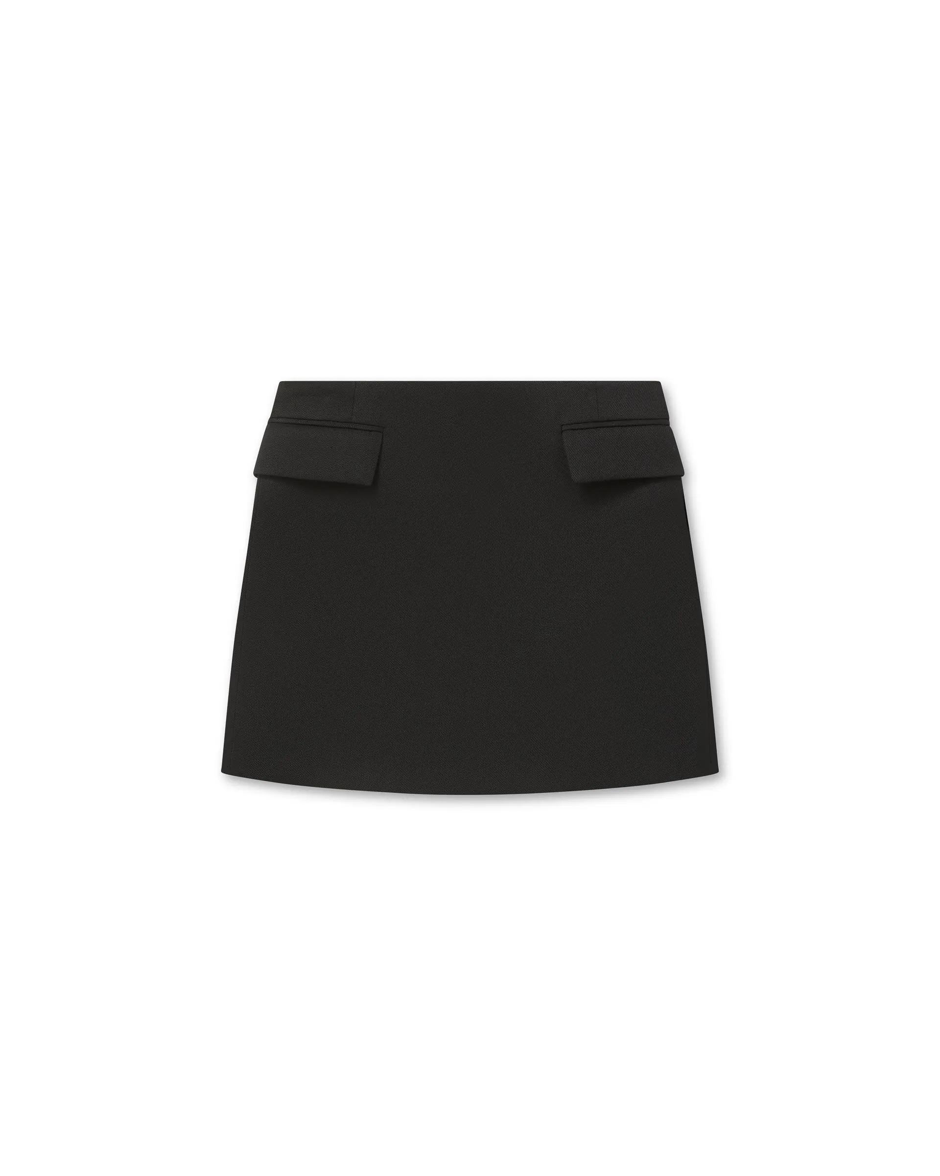 Cecily Skirt With Pockets in Wool Twill, Black