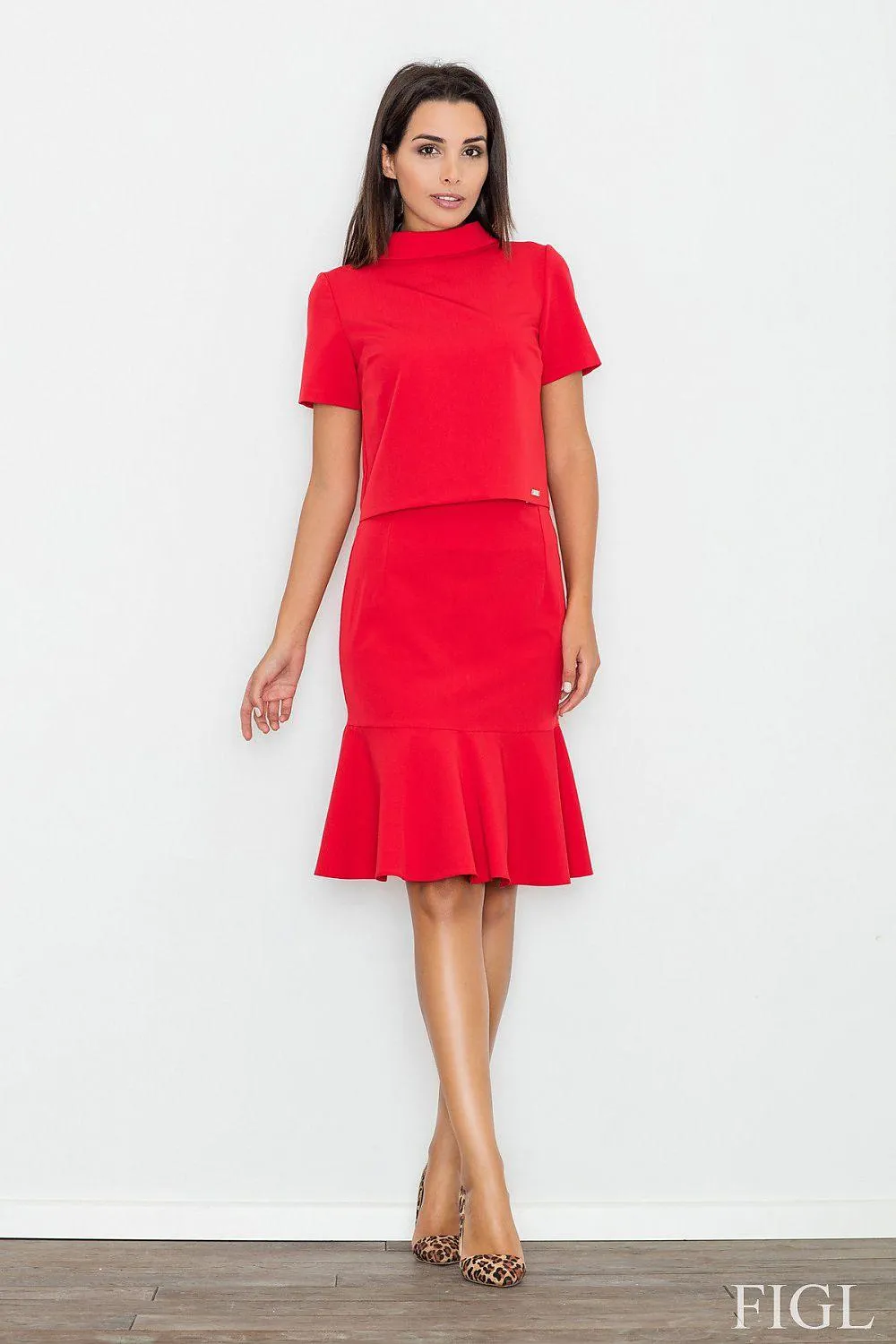 Chic Frill-Trimmed Straight Skirt - Elegant and Versatile