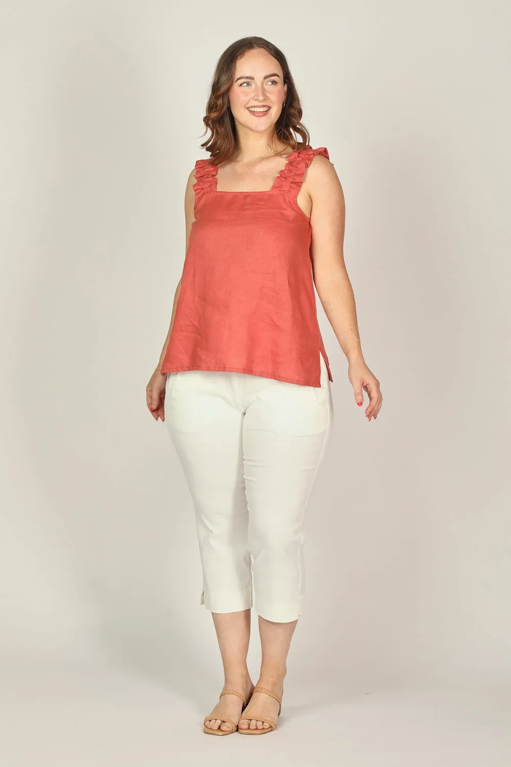 Claire Linen Summer Top in Desert Rose