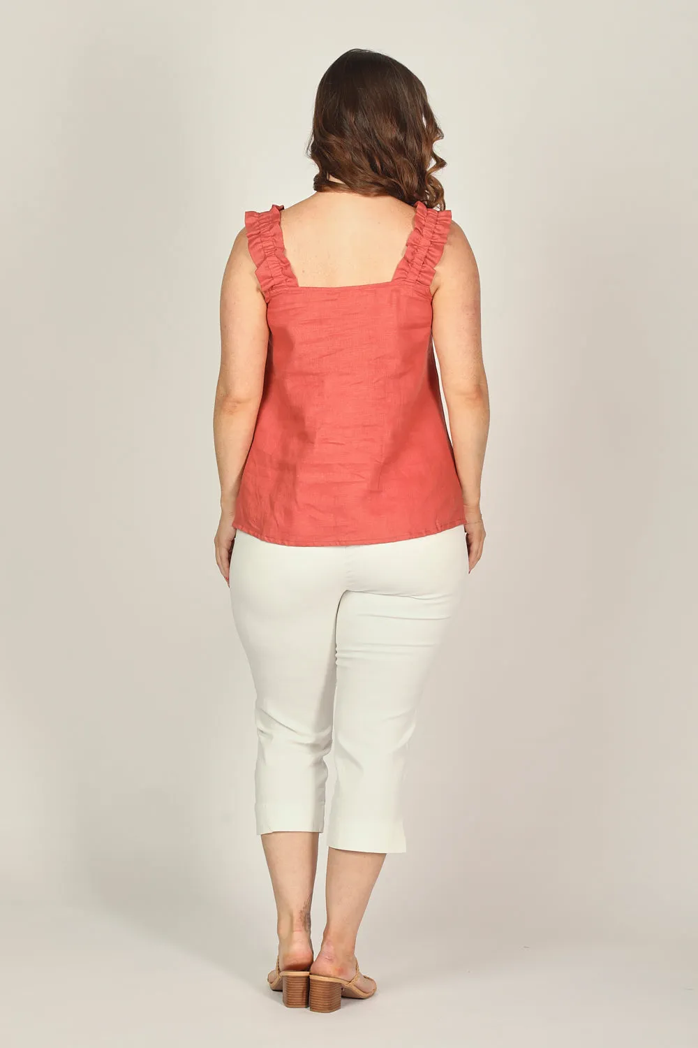 Claire Linen Summer Top in Desert Rose