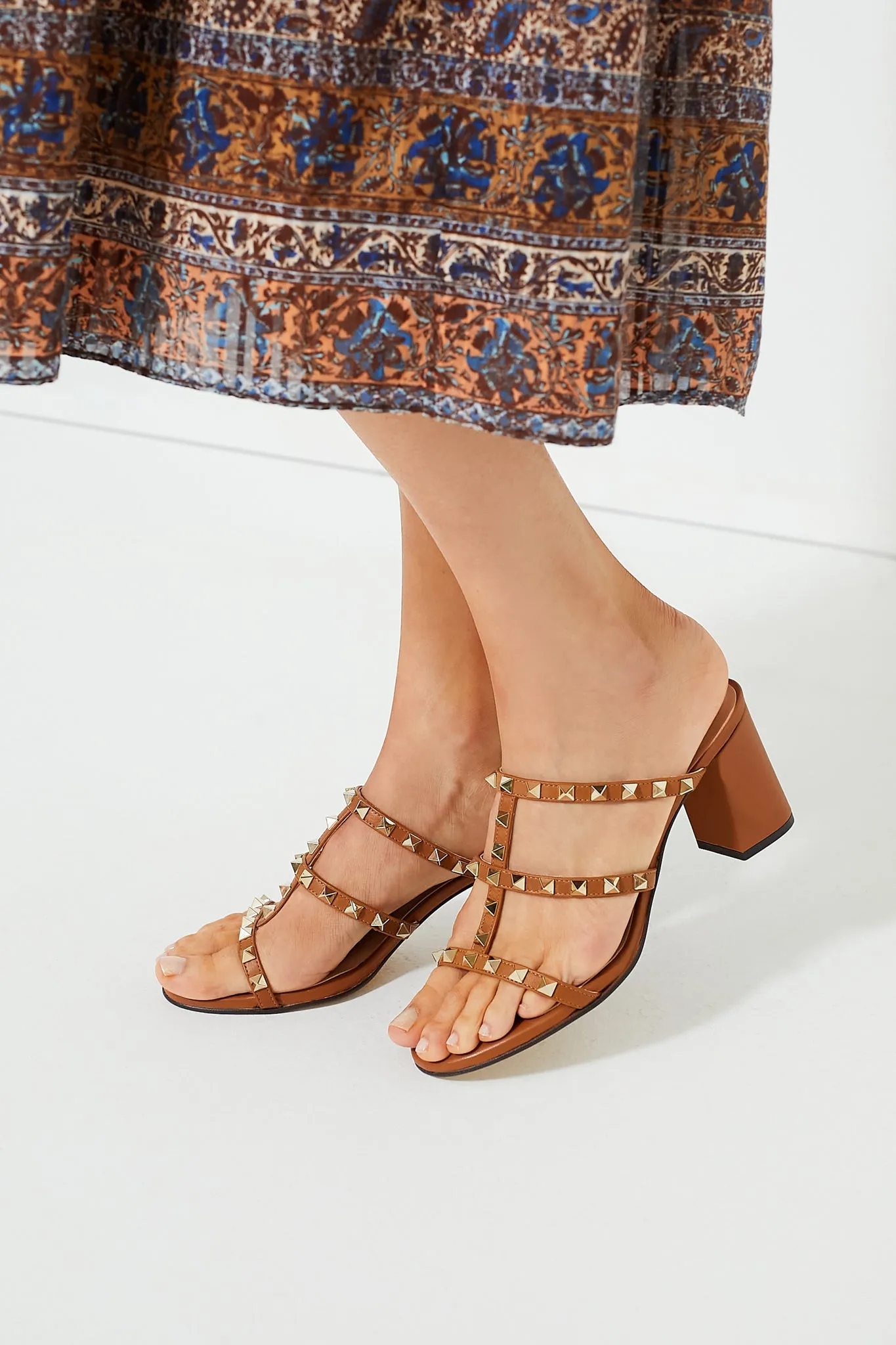 Cognac Foster Stud Sandals