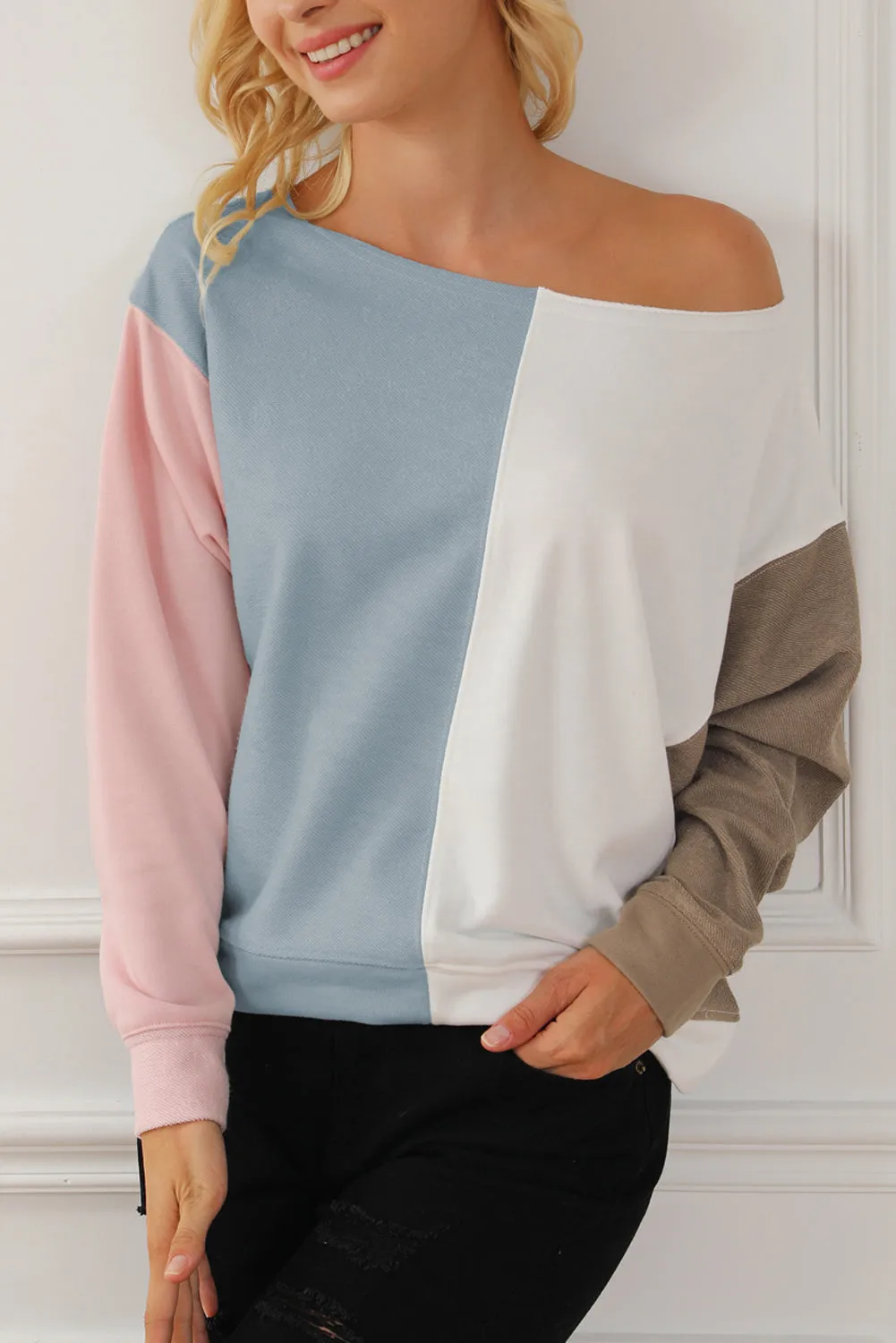 Colorblock Dolman Sleeve Sweatshirt