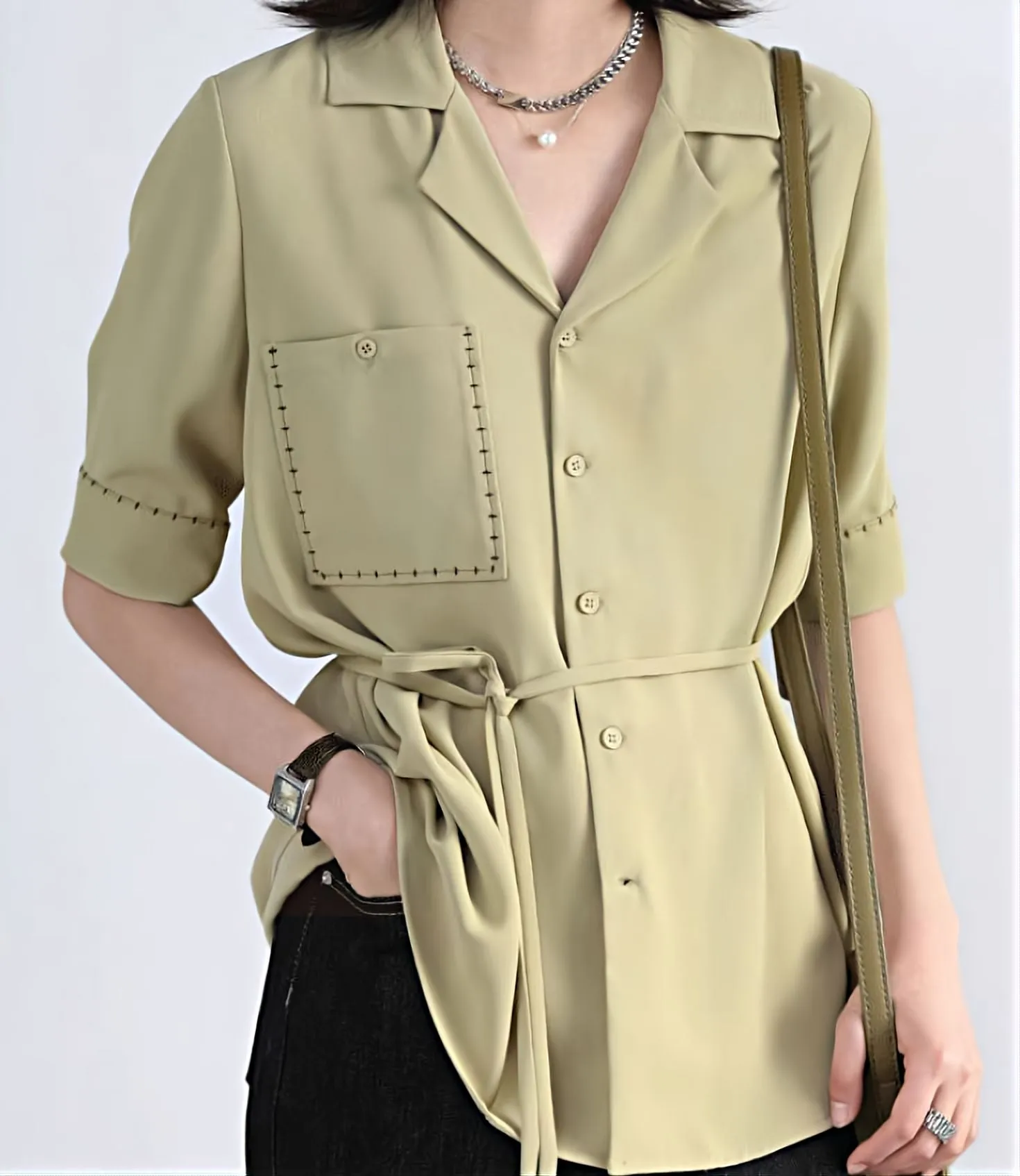 Contrast Stitch Button Shirt