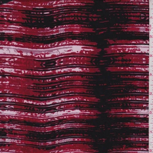 Cranberry/Black/Pink Seismic Stripe Crepe Georgette Fabric