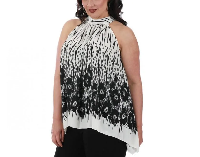 Curvy Plus Size Trapeze Printed Fashion Top 3531048C