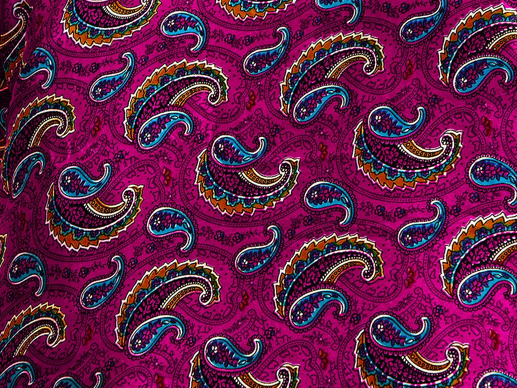 Dark Pink Paisley Digital Printed Premium Crepe Fabric