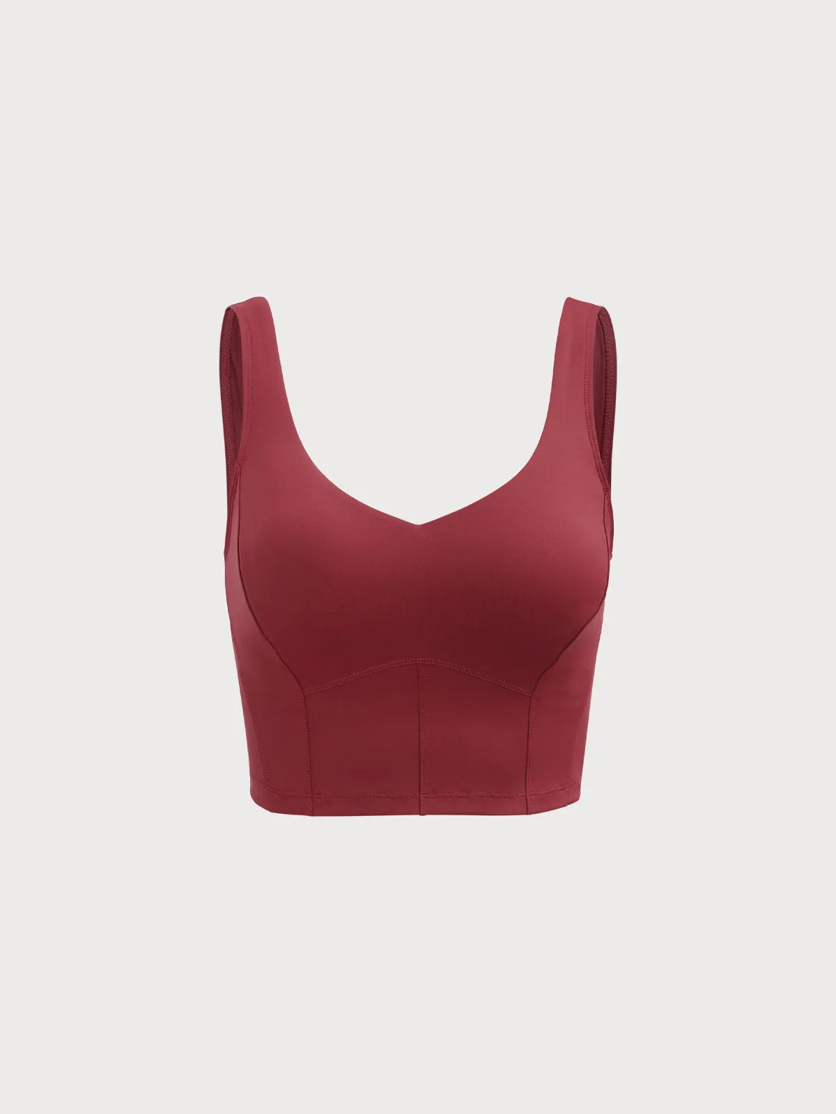 Dark Red V Neck Tank Top - High Support