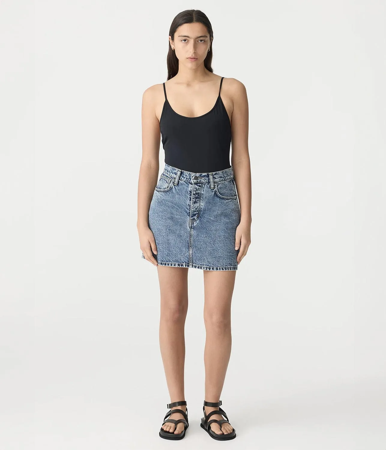 DENIM MINI SKIRT- CLASSIC STONE WASH