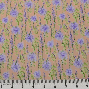 Dusty Pink Lavender Branch Floral Cotton Print