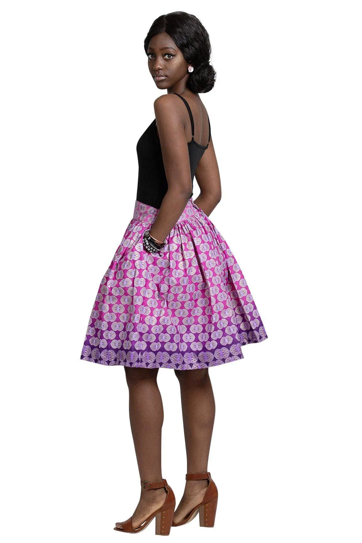 Ebele African Print Midi Skirt ( Pink)