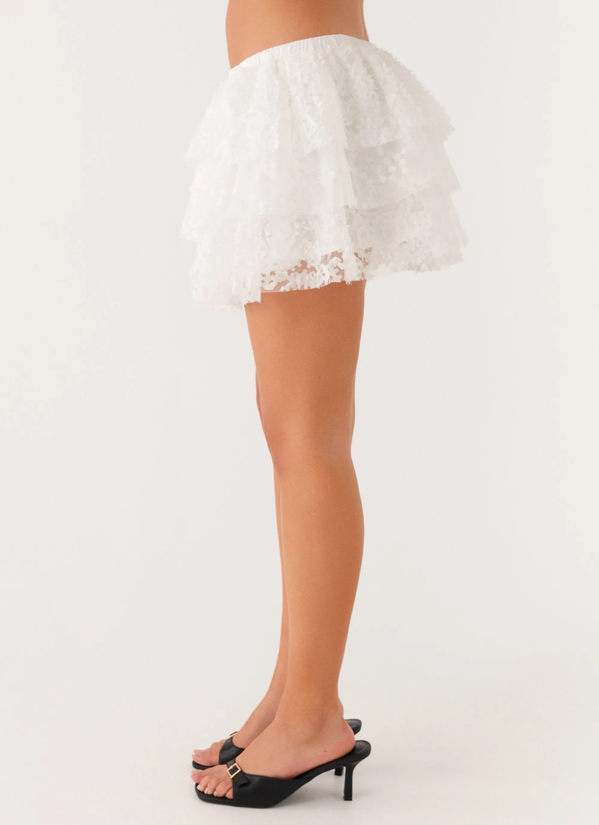 Erin Layered Mini Skirt - White