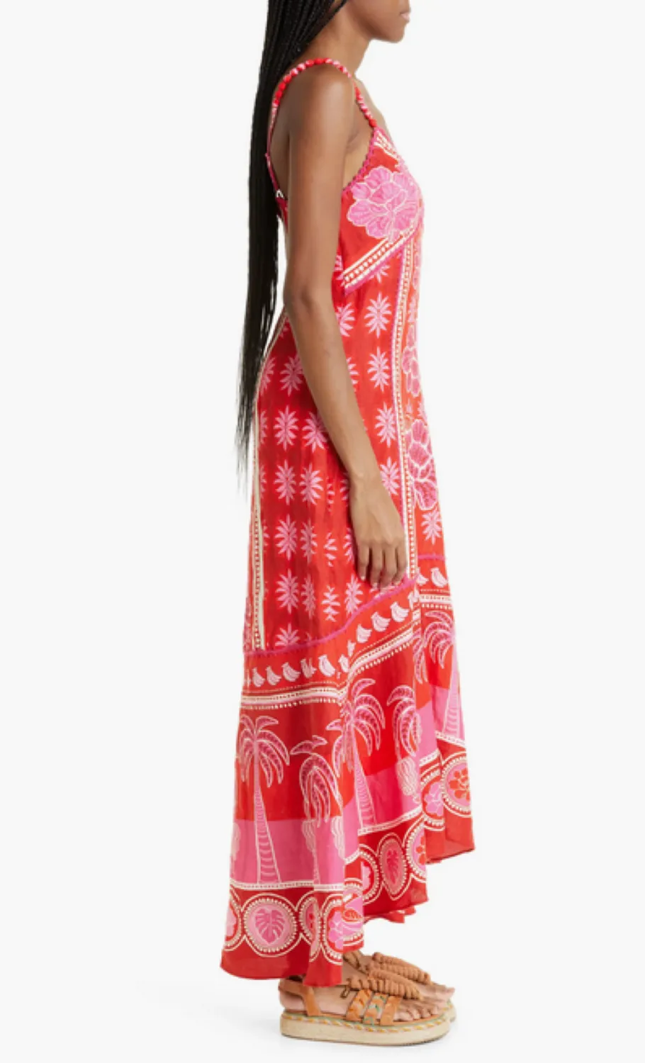 FARM Rio Summer Sunrise Embroidered Linen Maxi Dress