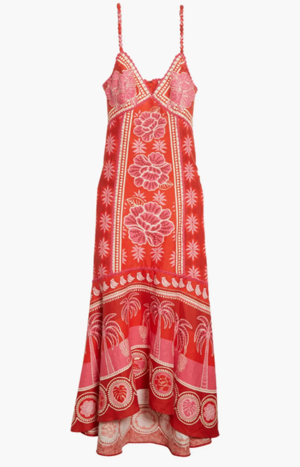 FARM Rio Summer Sunrise Embroidered Linen Maxi Dress