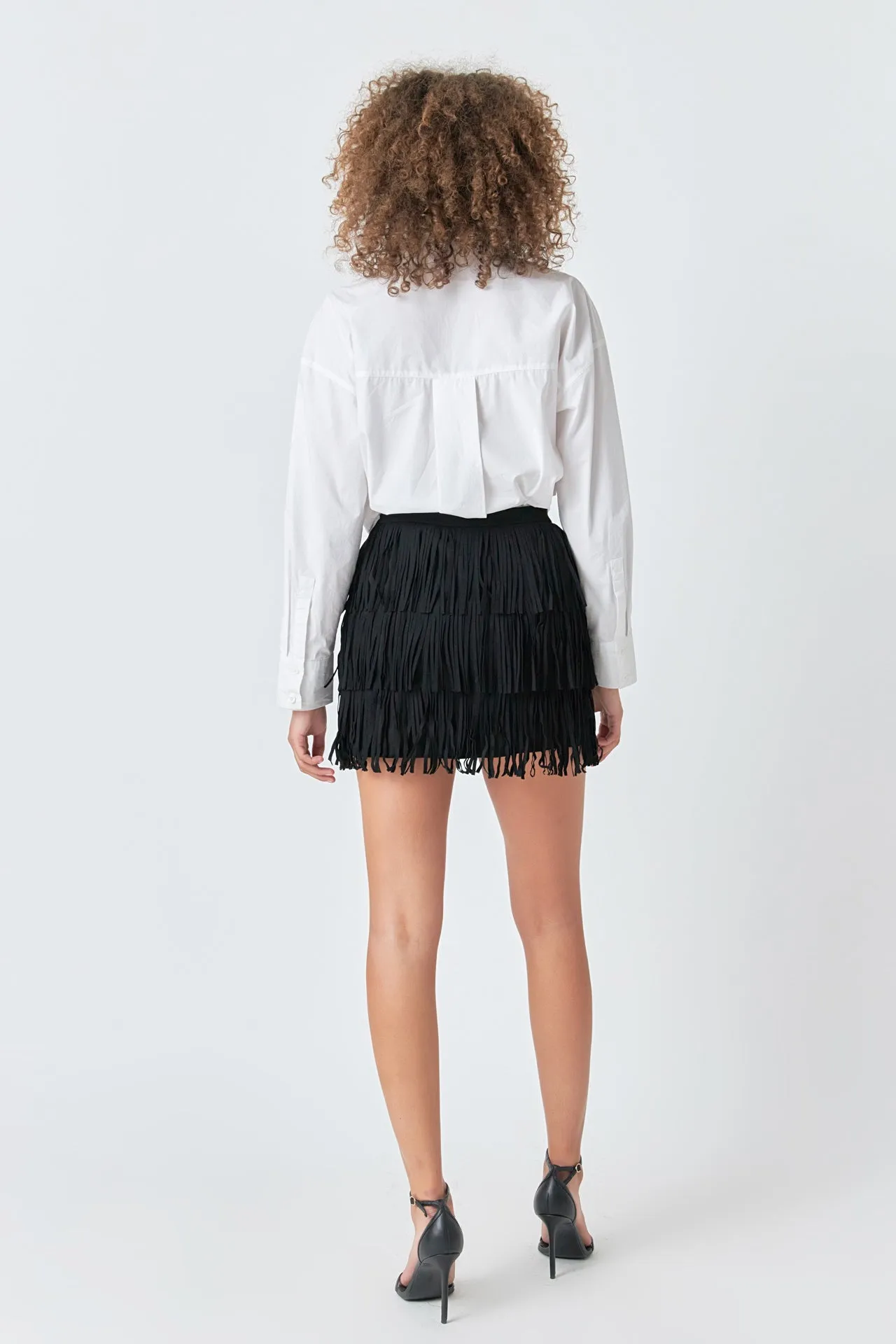 Faux Suede Fringe Mini Skirt