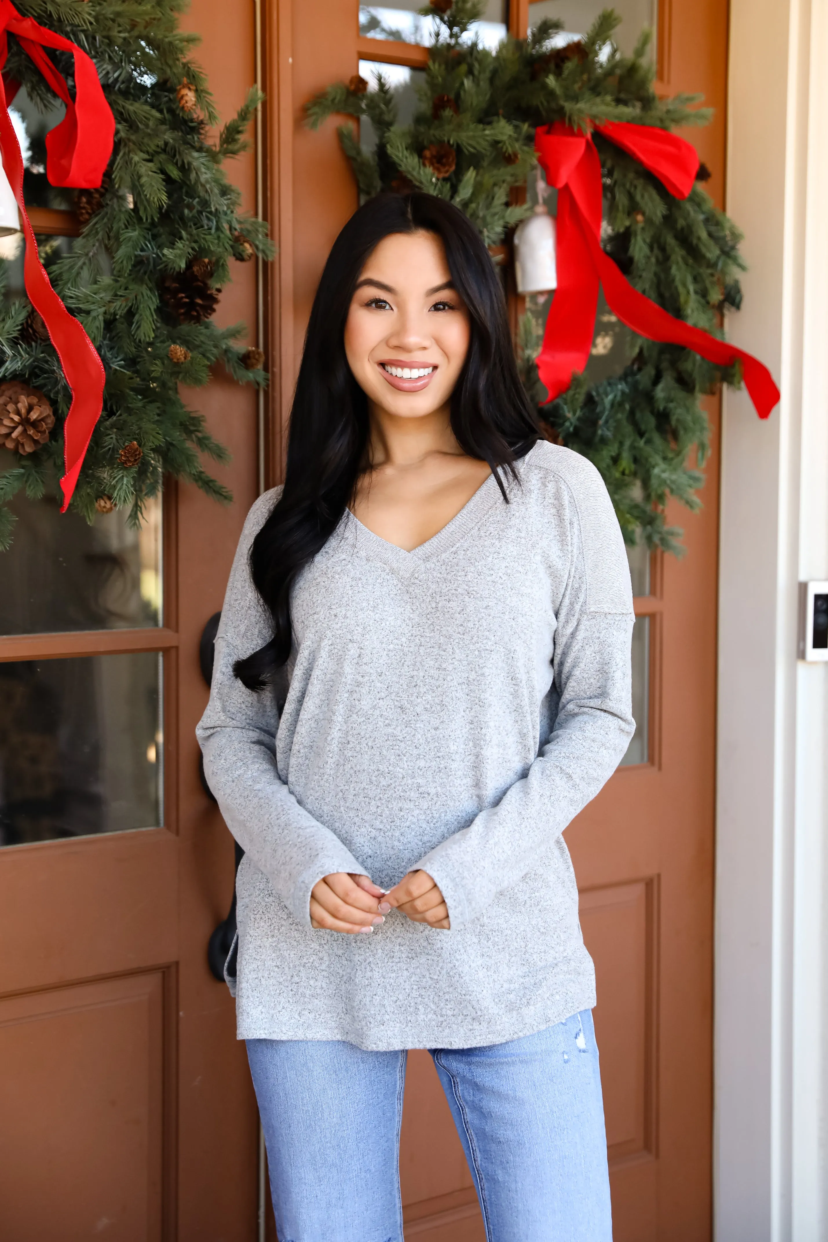 FINAL SALE - Effortless Pick Heather Grey Knit Top - DOORBUSTER