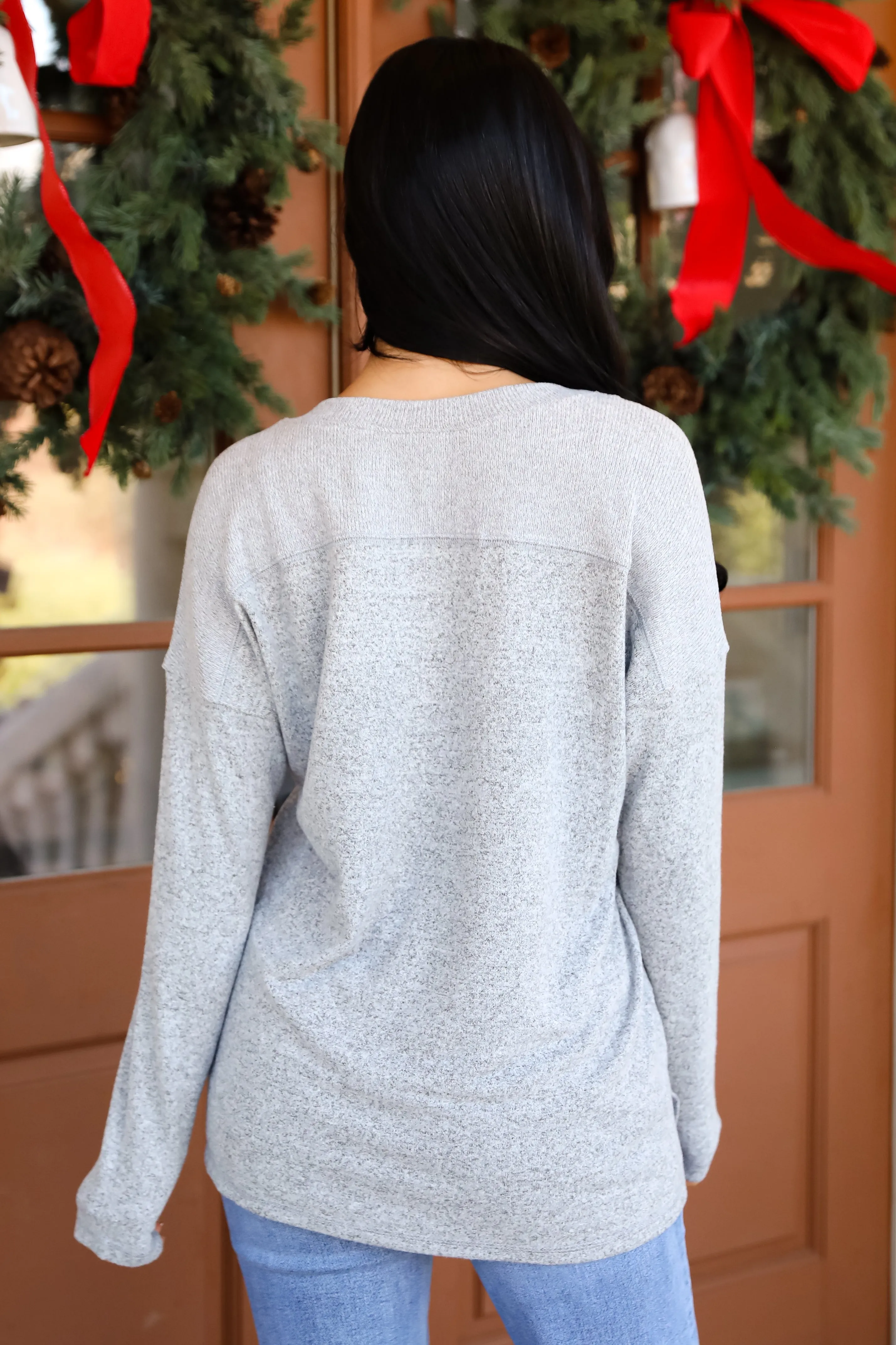 FINAL SALE - Effortless Pick Heather Grey Knit Top - DOORBUSTER