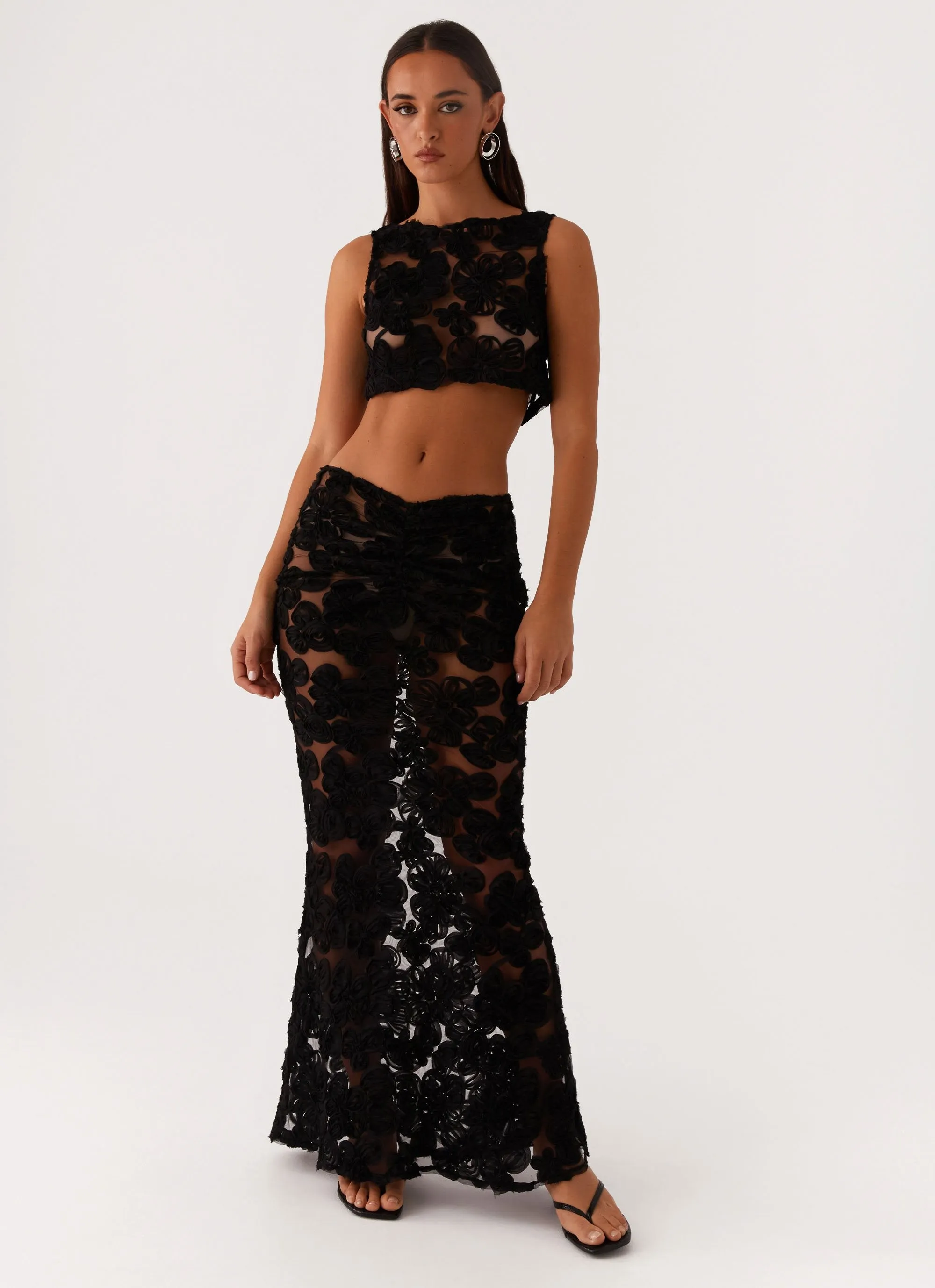 Fiorella Floret Maxi Skirt - Black