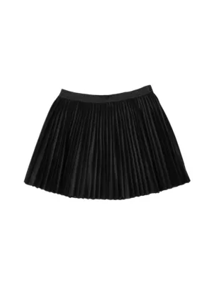 Girls Black Pleated Skirt With Glitter Waistband