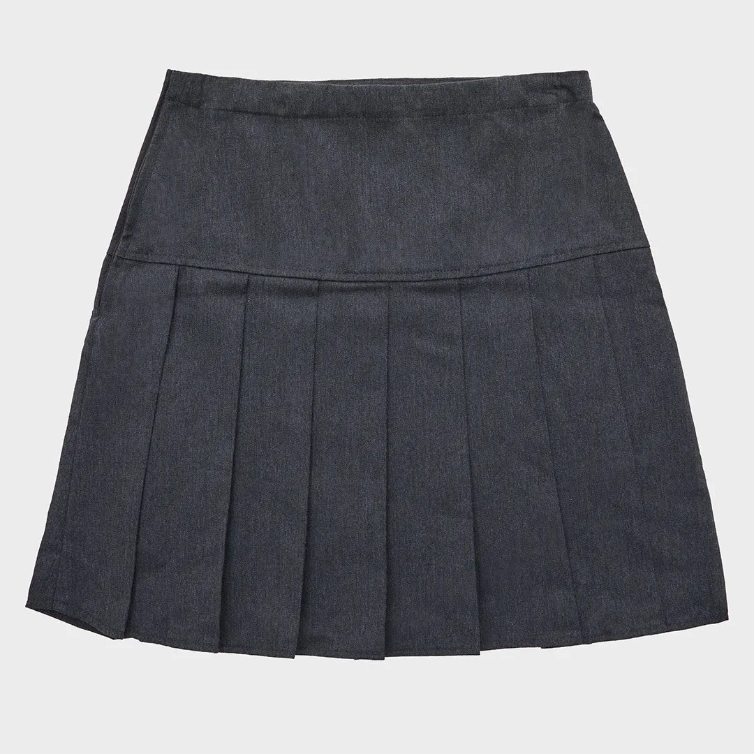 Girls Grey Teflon Pleated School Skirts