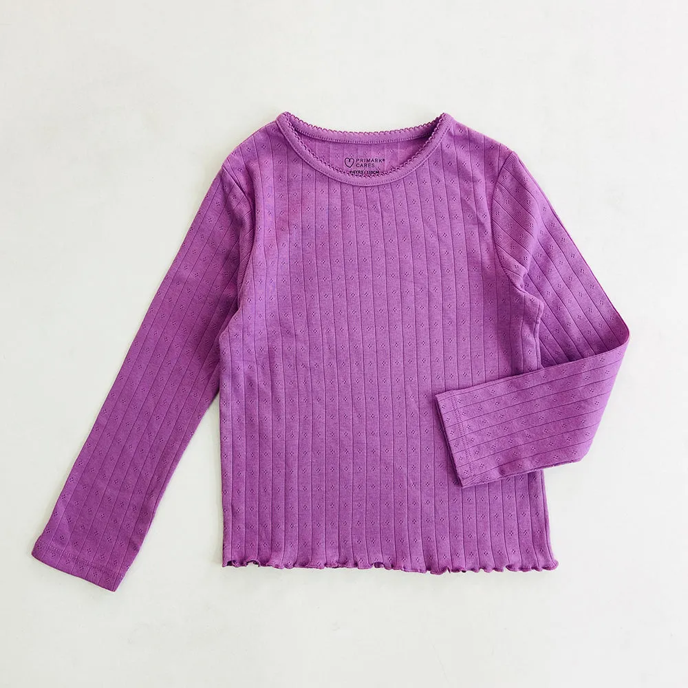 Girls Long Sleeve Pointelle T-Shirt Top