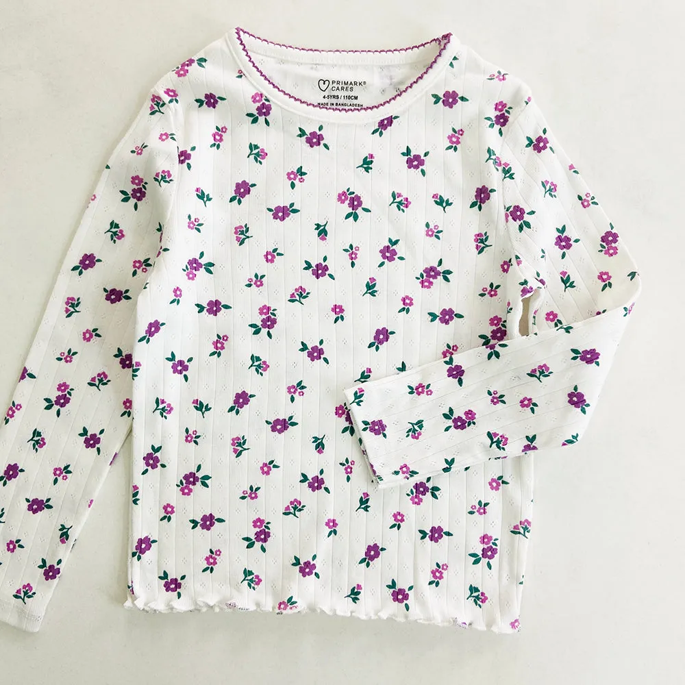 Girls Long Sleeve Pointelle T-Shirt Top