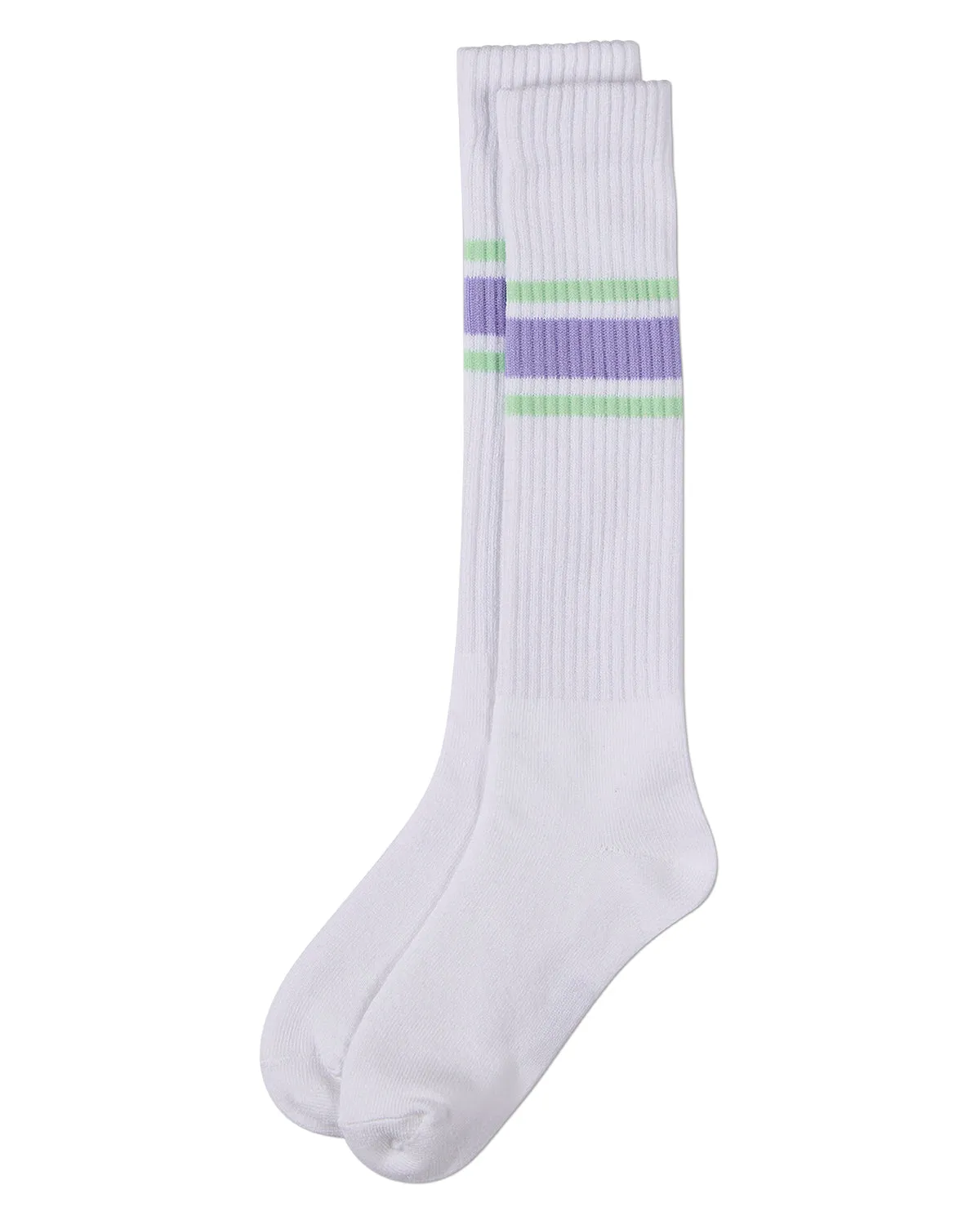 Girls Ribbed "Summer Bold Stripe" Cotton Blend Knee Sock