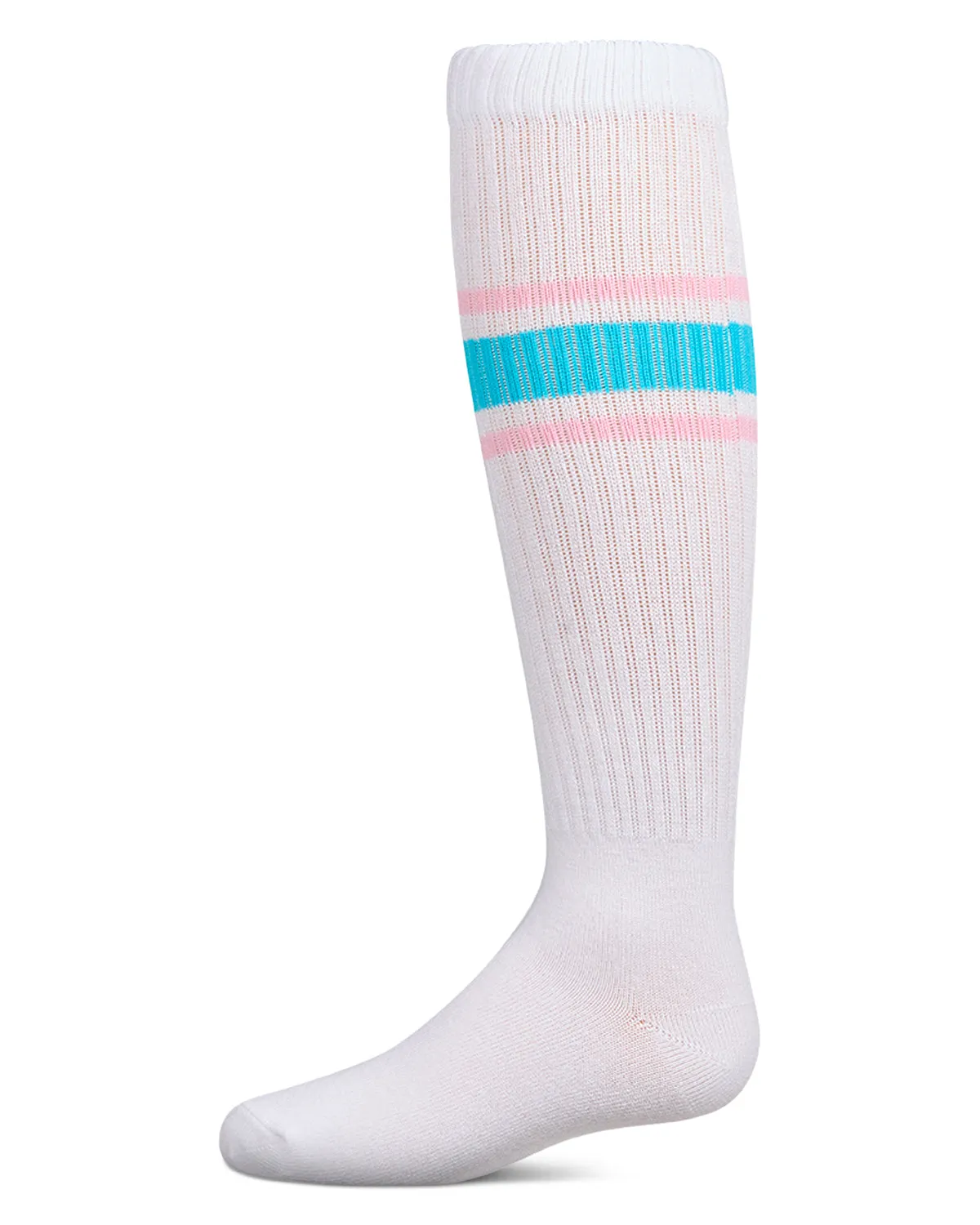 Girls Ribbed "Summer Bold Stripe" Cotton Blend Knee Sock