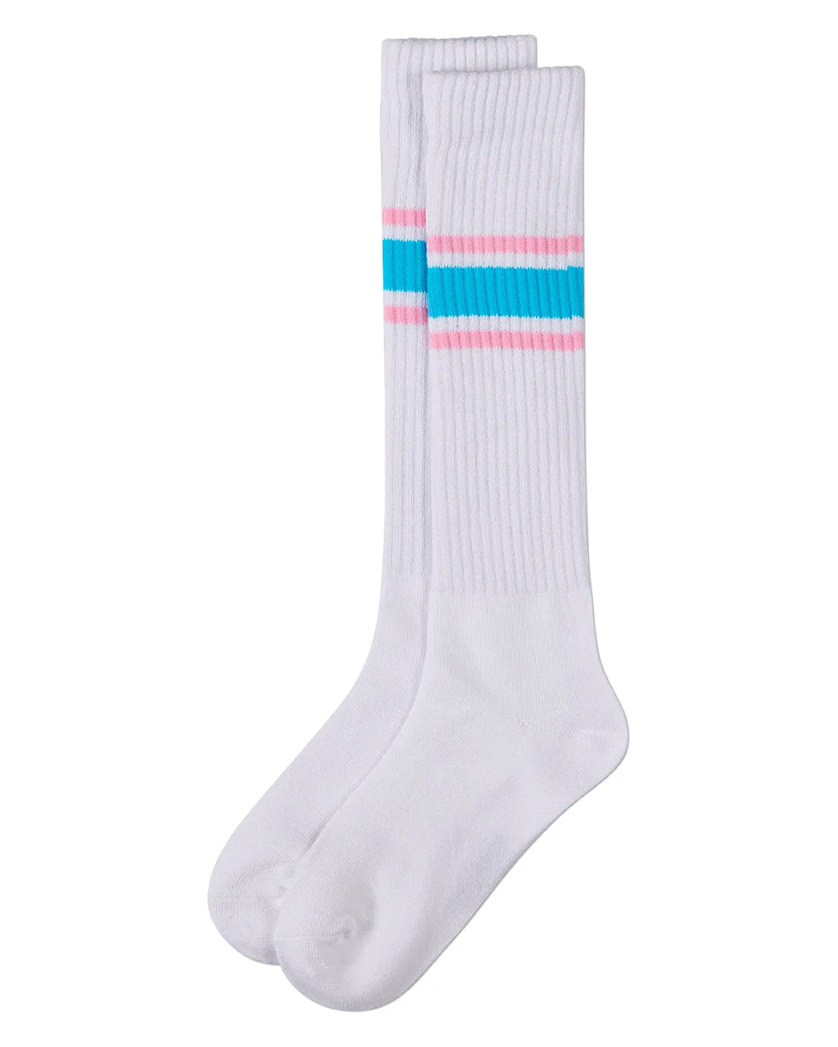 Girls Ribbed "Summer Bold Stripe" Cotton Blend Knee Sock